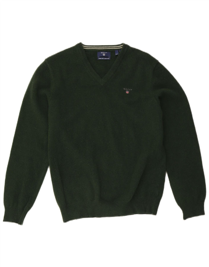 Gant Pull Col V Homme Vert Moyen Laine d'Agneau