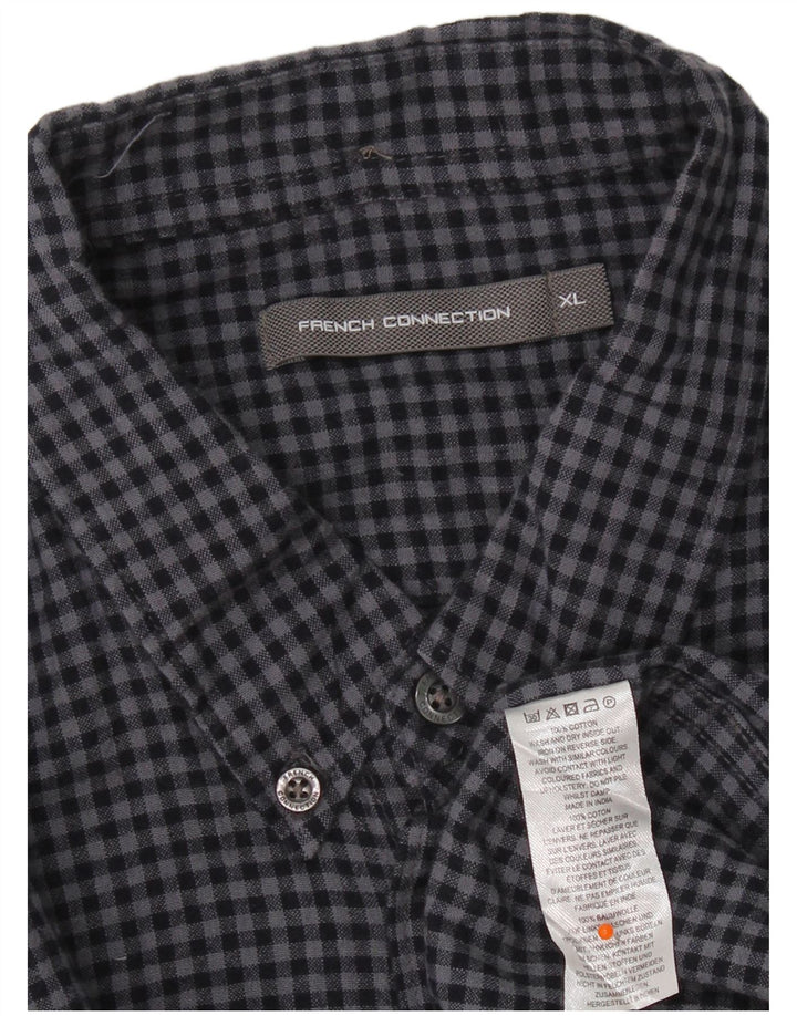 French Connection Chemise Homme XL Bleu Marine Vichy Coton