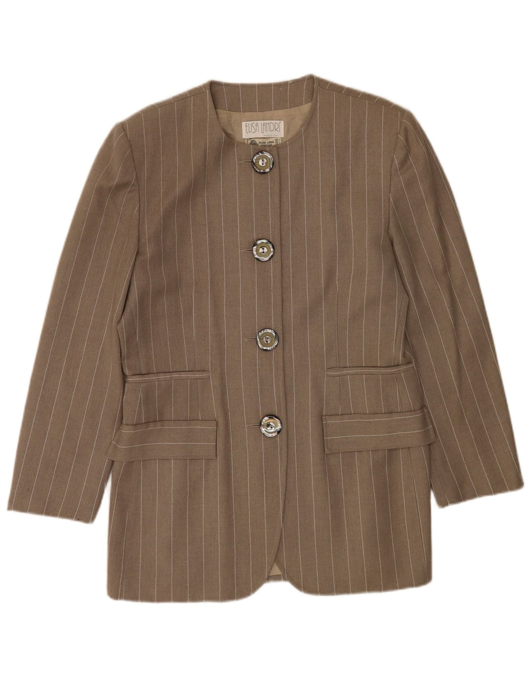 Elisa Landri Veste blazer 4 boutons pour femme IT 46 Grandes rayures grises