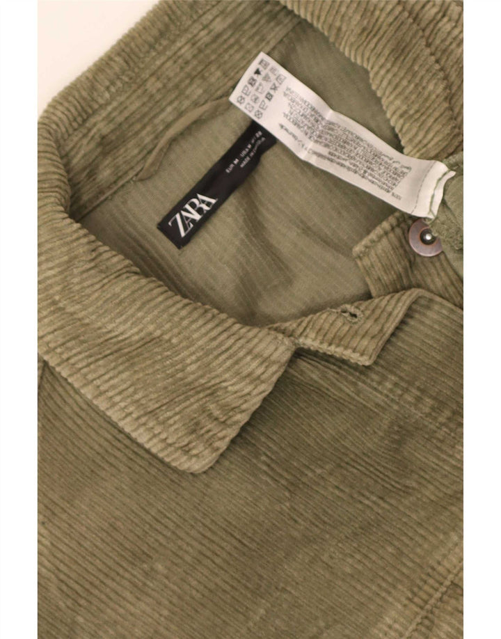 Zara Veste surdimensionnée en velours côtelé pour femme UK 14 Coton kaki moyen