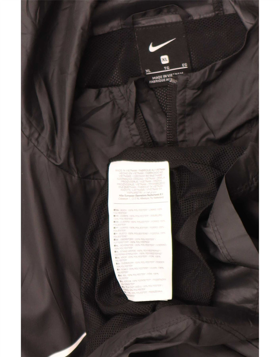 Nike Veste de pluie à capuche graphique pour homme UK 42 XL Noir Polyester