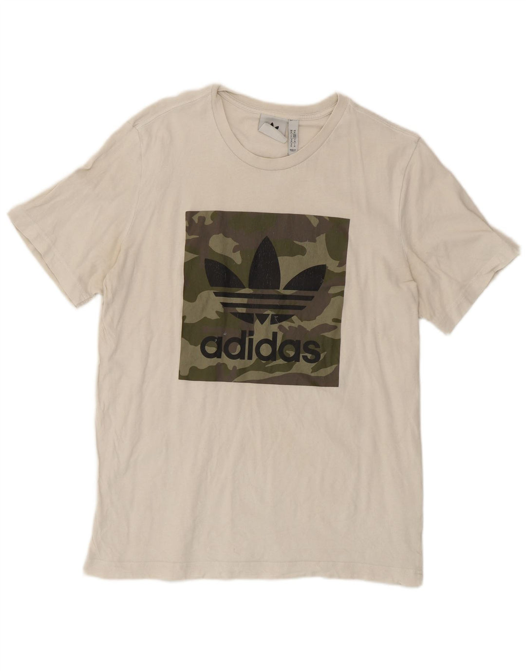Adidas T-shirt graphique pour homme en coton camouflage blanc moyen