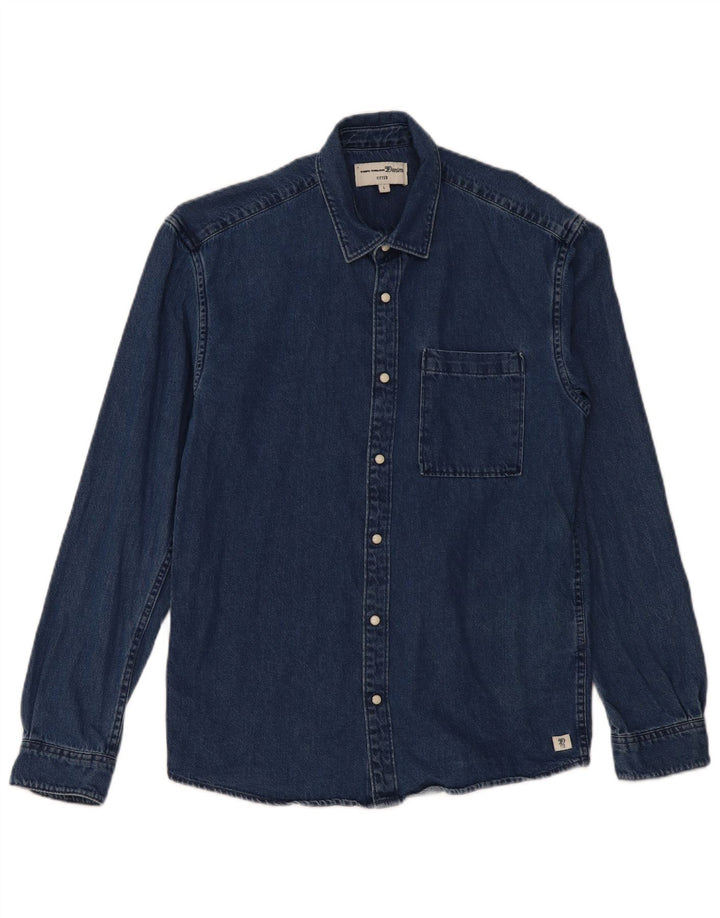 Tom Tailor Chemise en Jean Ajustée Homme Bleu Marine Large Coton
