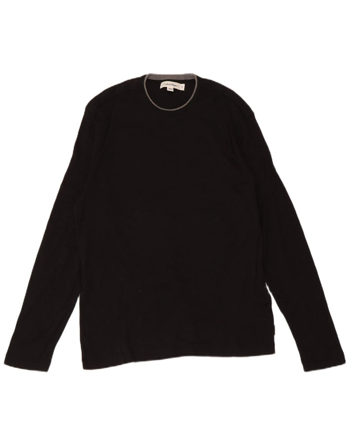 Calvin Klein Pull à col rond pour homme en coton noir moyen
