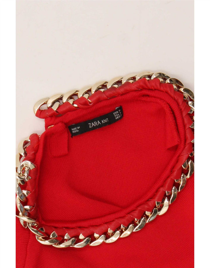 Zara Débardeur Femme UK 12 Rouge Moyen