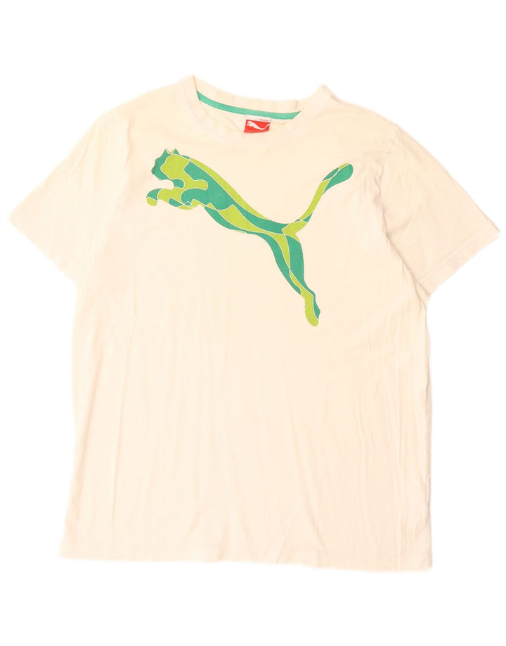 Puma T-shirt graphique pour hommes, grand, blanc, coton