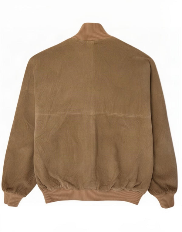 vintage Mens Suede Bomber Jacket UK 38 Cuir Vert Moyen