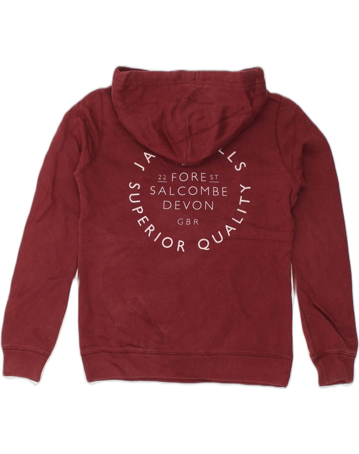 JACK WILLS Womens Graphic Hoodie Jumper UK 8 Small Burgundy Cotton | Vintage Jack Wills | Thrift | Second-Hand Jack Wills | Used Clothing | Messina Hembry 