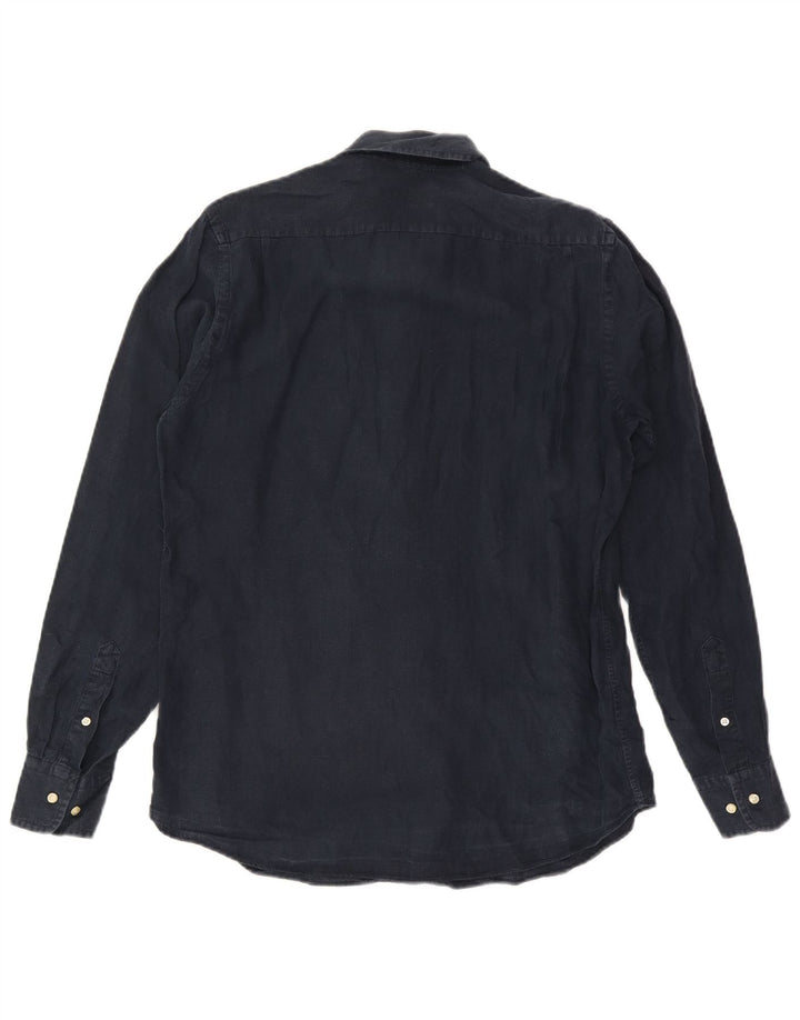 Massimo Dutti Chemise Homme Lin Bleu Marine Moyen
