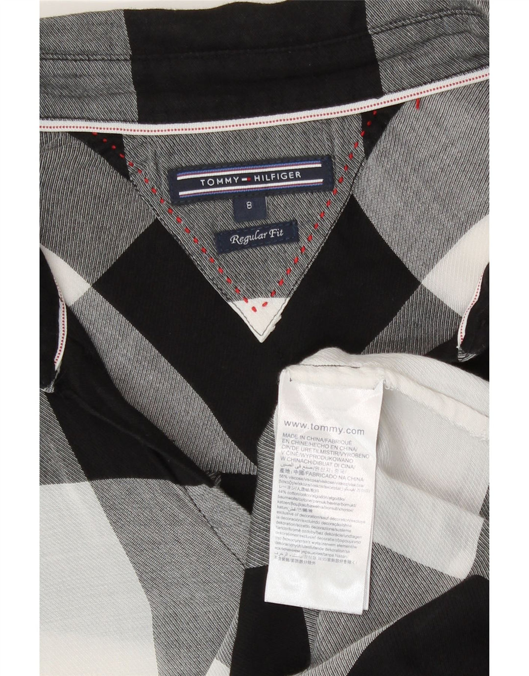 Tommy Hilfiger Chemise coupe régulière pour femme US 8 Medium Black Check Viscose