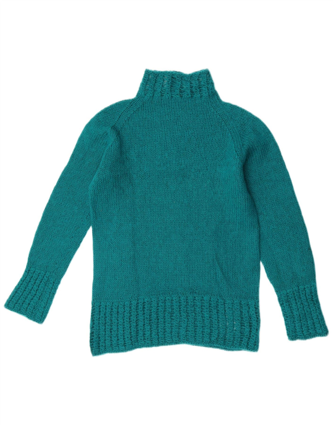 vintage Femme Turtle Neck Jumper Pull UK 12 Moyen Turquoise