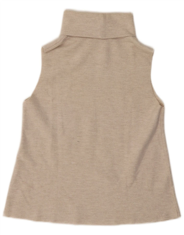 Zara Femme Débardeur Col Roulé UK 12 Coton Beige Moyen