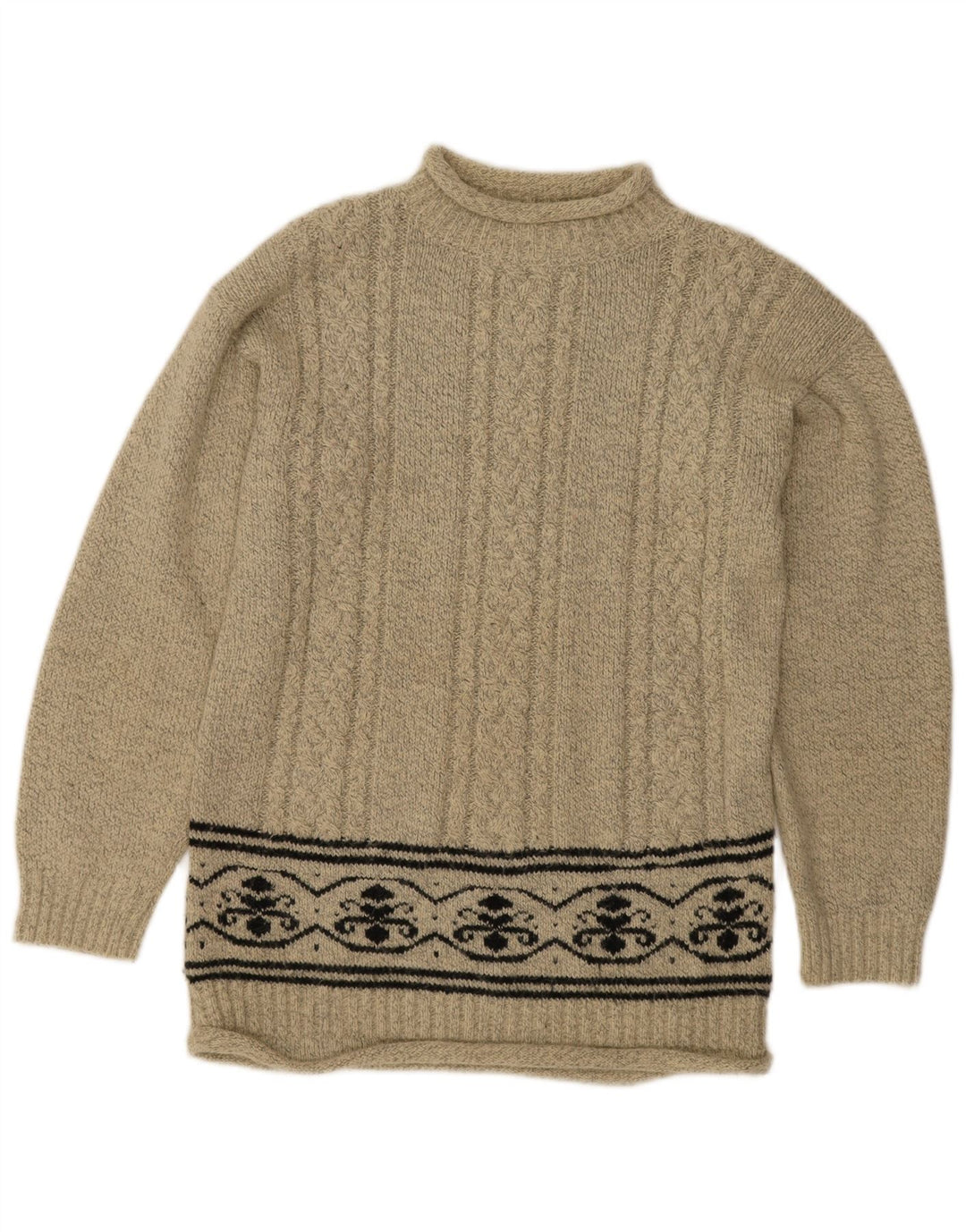 Charlotte Halton Pull à col roulé pour femme UK 12 Beige moyen
