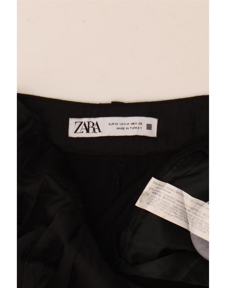 Zara Femme Pantalon Court Moyen W28 L25 Noir Viscose