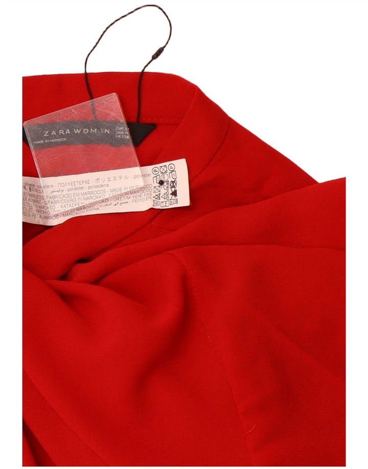 ZARA Robe trapèze à manches longues pour femme UK 12 Polyester rouge moyen