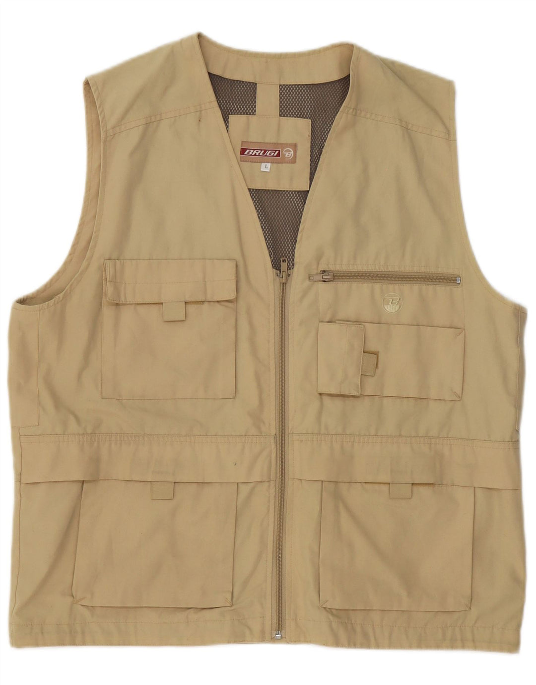 Brugi Gilet utilitaire pour homme UK 40 Large Kaki Polyester