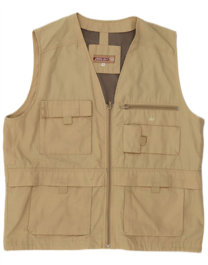 Brugi Gilet utilitaire pour homme UK 40 Large Kaki Polyester