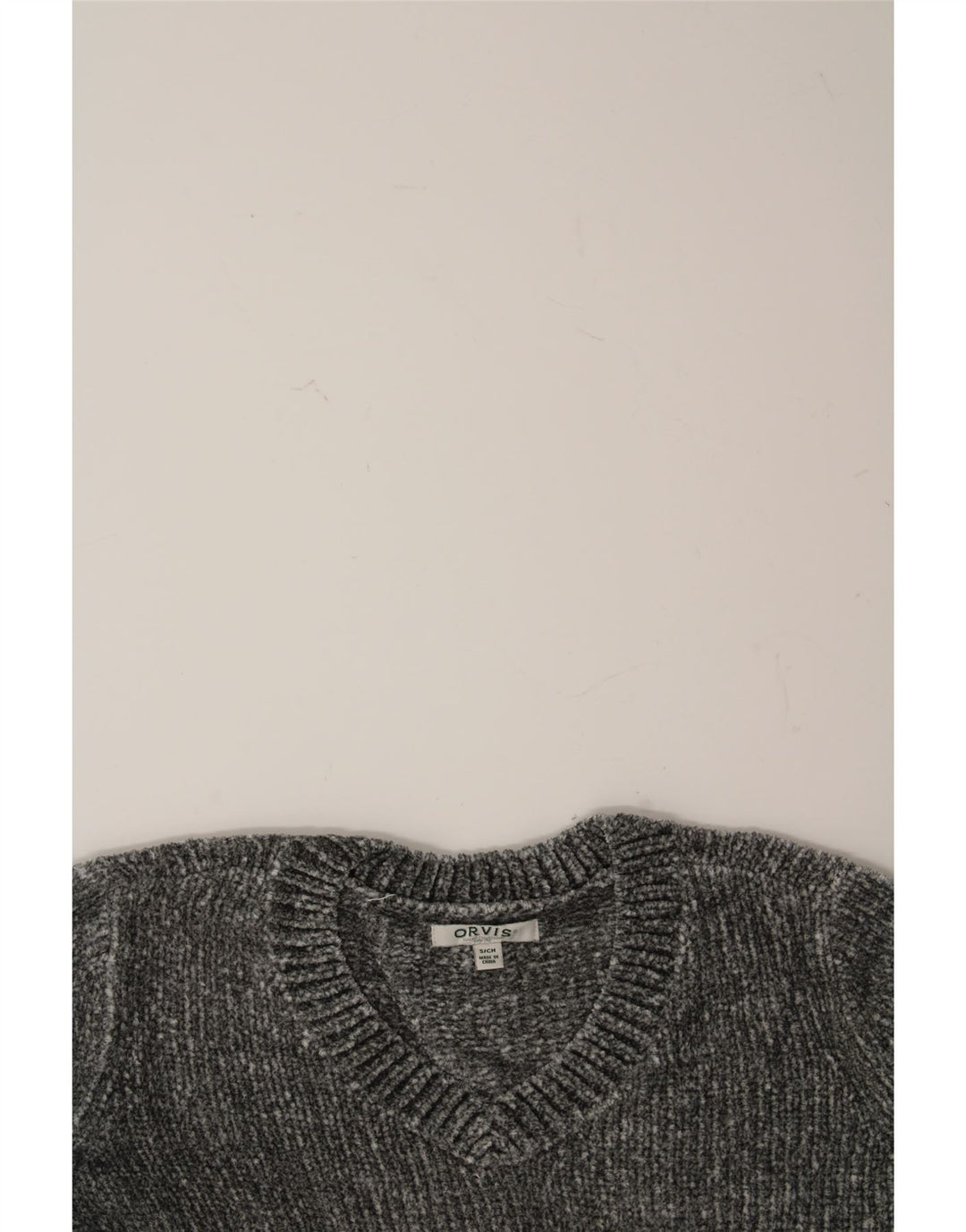 ORVIS Womens Oversized V-Neck Jumper Sweater UK 10 Small Grey Vintage Orvis and Second-Hand Orvis from Messina Hembry 
