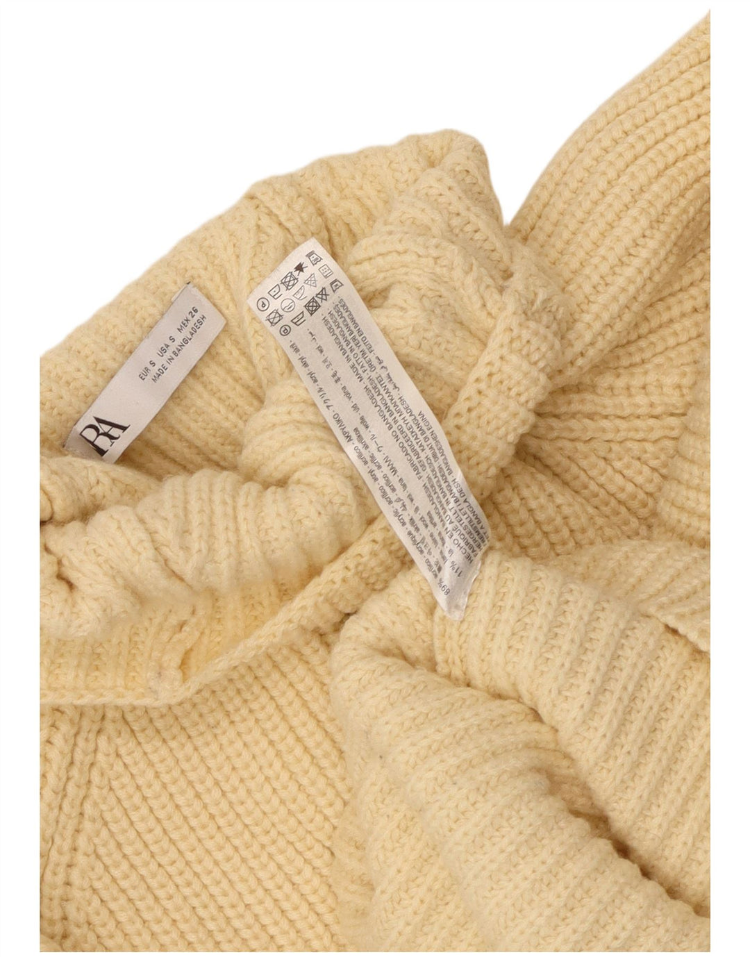 ZARA Femme Crop Oversize Col Roulé Pull Pull UK 10 Petit Jaune