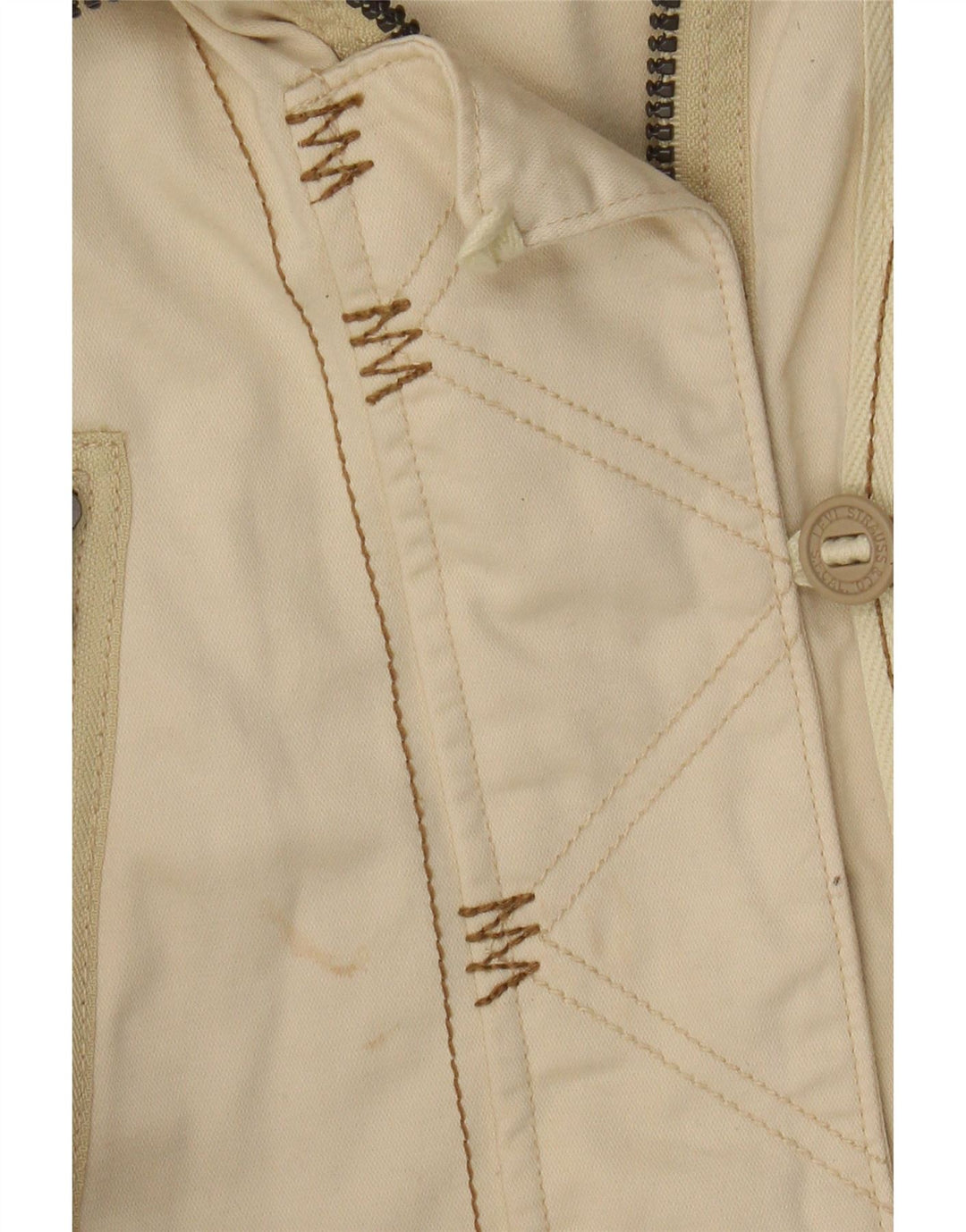 Levi's Veste utilitaire à capuche graphique pour femme UK 10 Small Beige Cotton