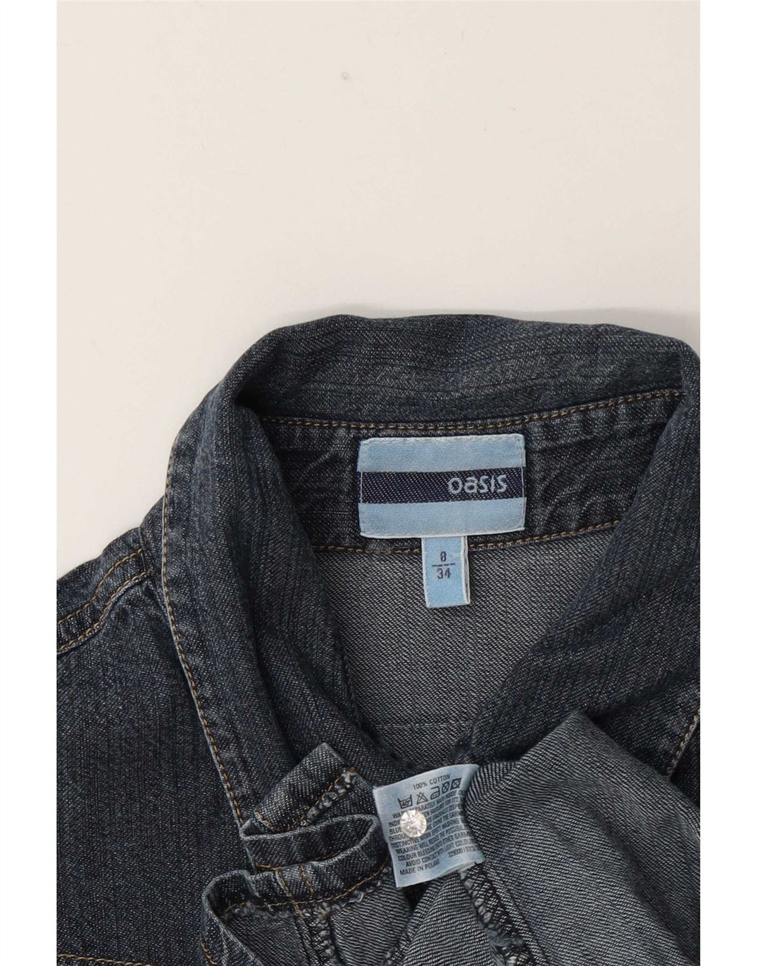 Oasis Chemise en jean pour femme UK 8 Small Bleu marine Coton