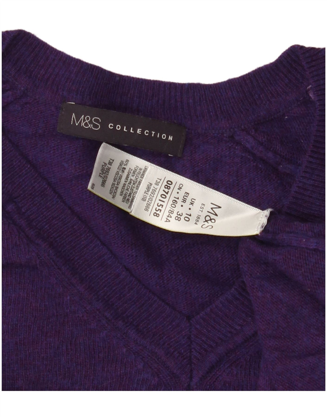 MARKS & SPENCER Pull surdimensionné à col en V pour femme UK 10 Small Violet