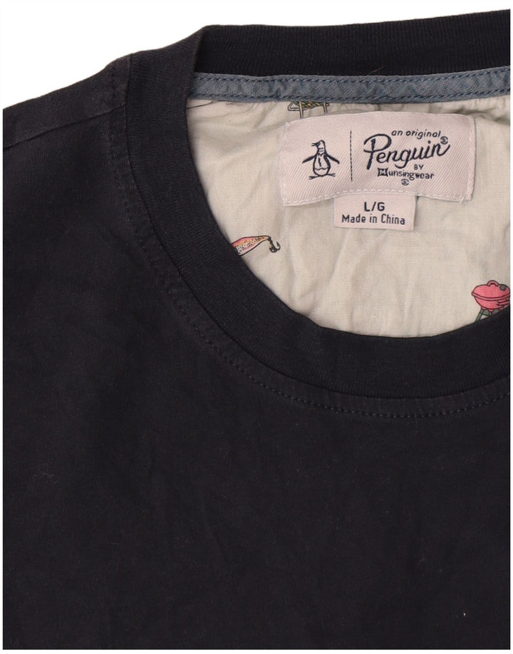 Penguin T-Shirt Homme Haut Large Bleu Marine Coton