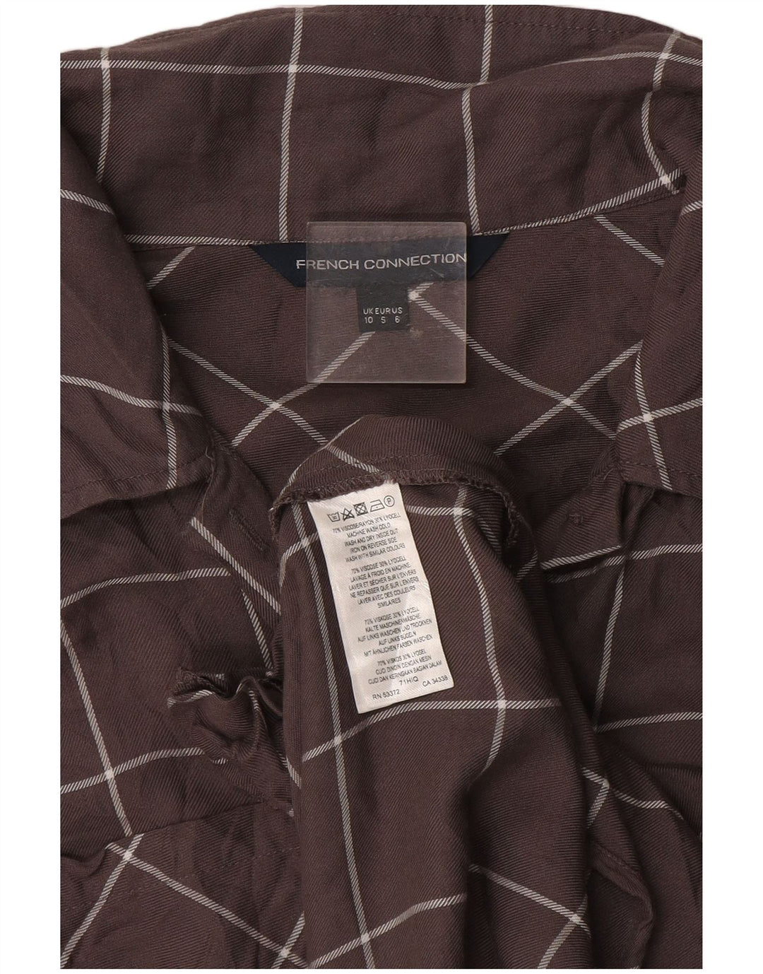 French Connection Robe droite à manches longues pour femme UK 10 Petit carreaux gris