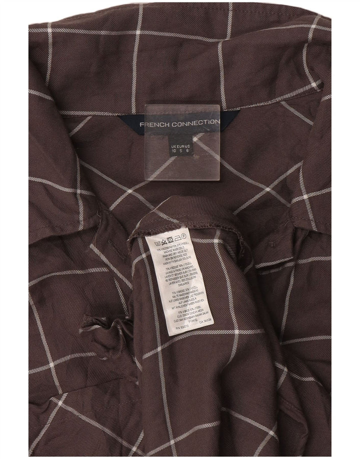 French Connection Robe droite à manches longues pour femme UK 10 Petit carreaux gris