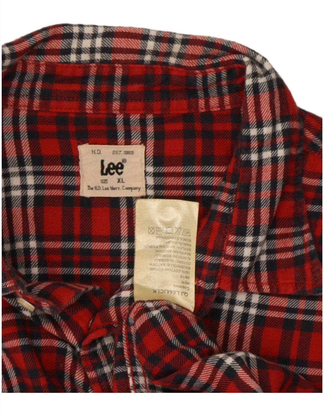 Lee Chemise Flanelle Homme XL Rouge Carreaux Coton