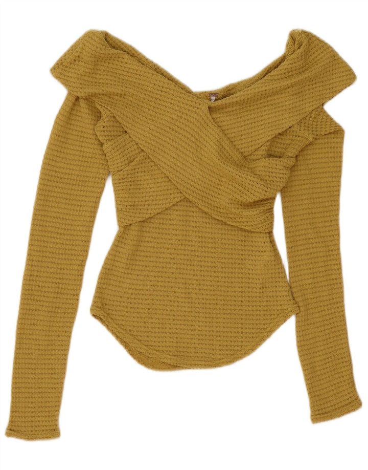 Free People Haut à Manches Longues Femme UK 6 XS Jaune Polyester