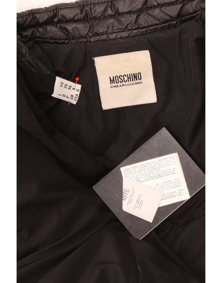 Moschino Manteau matelassé à double boutonnage pour femme UK 8 Small Noir Polyamide