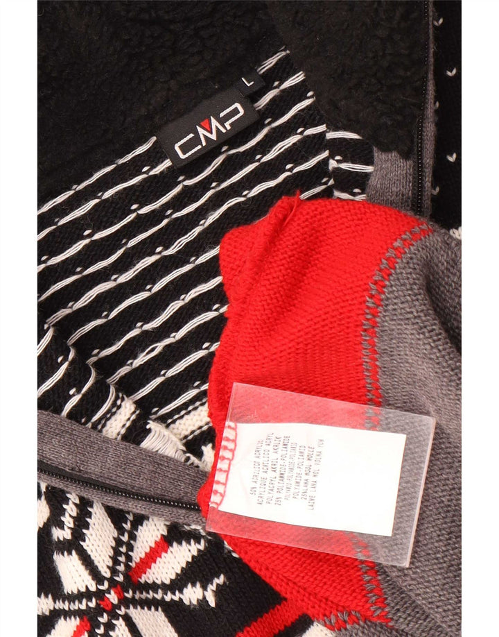 CMP Pull à Col Zippé pour Homme Large Gris Fair Isle Acrylique