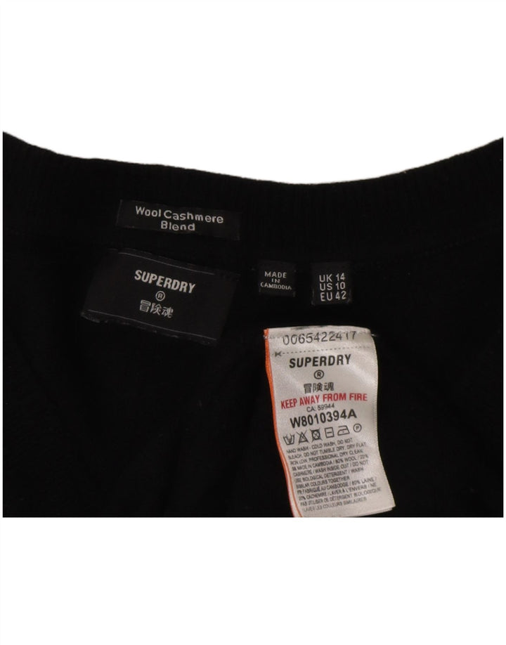 Superdry Robe pull femme UK 14 Large laine noire