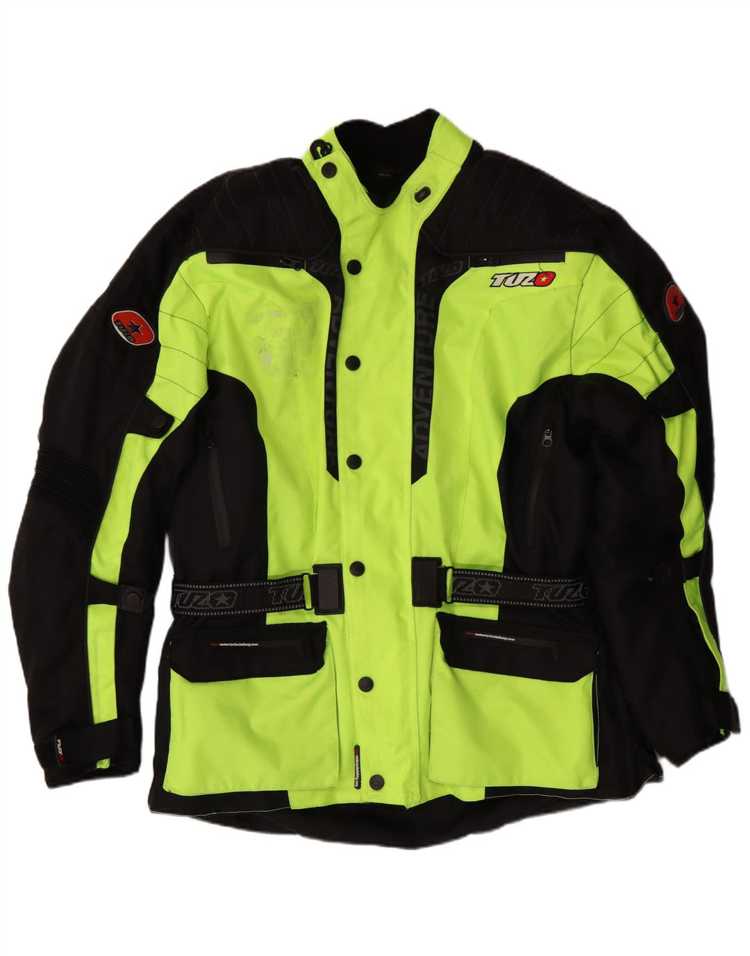 VINTAGE Mens Graphic Moto Racer Bomber Jacket UK 44 2XL Vert Colorblock