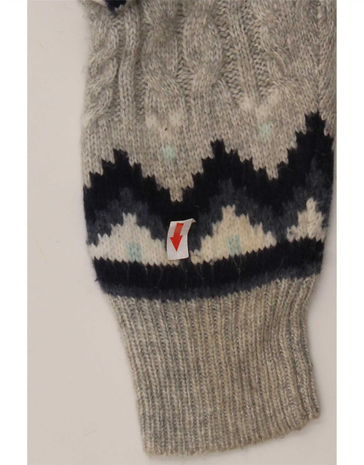 Marks & Spencer Pull Cardigan pour Femme UK 14 Gris Moyen Fair Isle