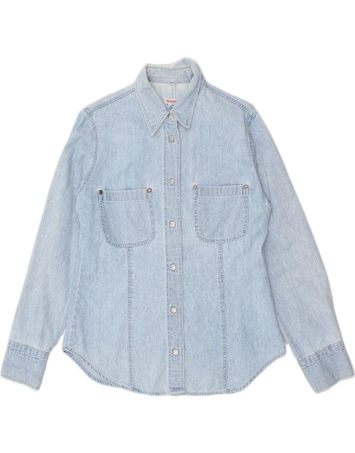 WAMPUM Womens Denim Shirt UK 10 Small Blue Cotton Vintage Wampum and Second-Hand Wampum from Messina Hembry 