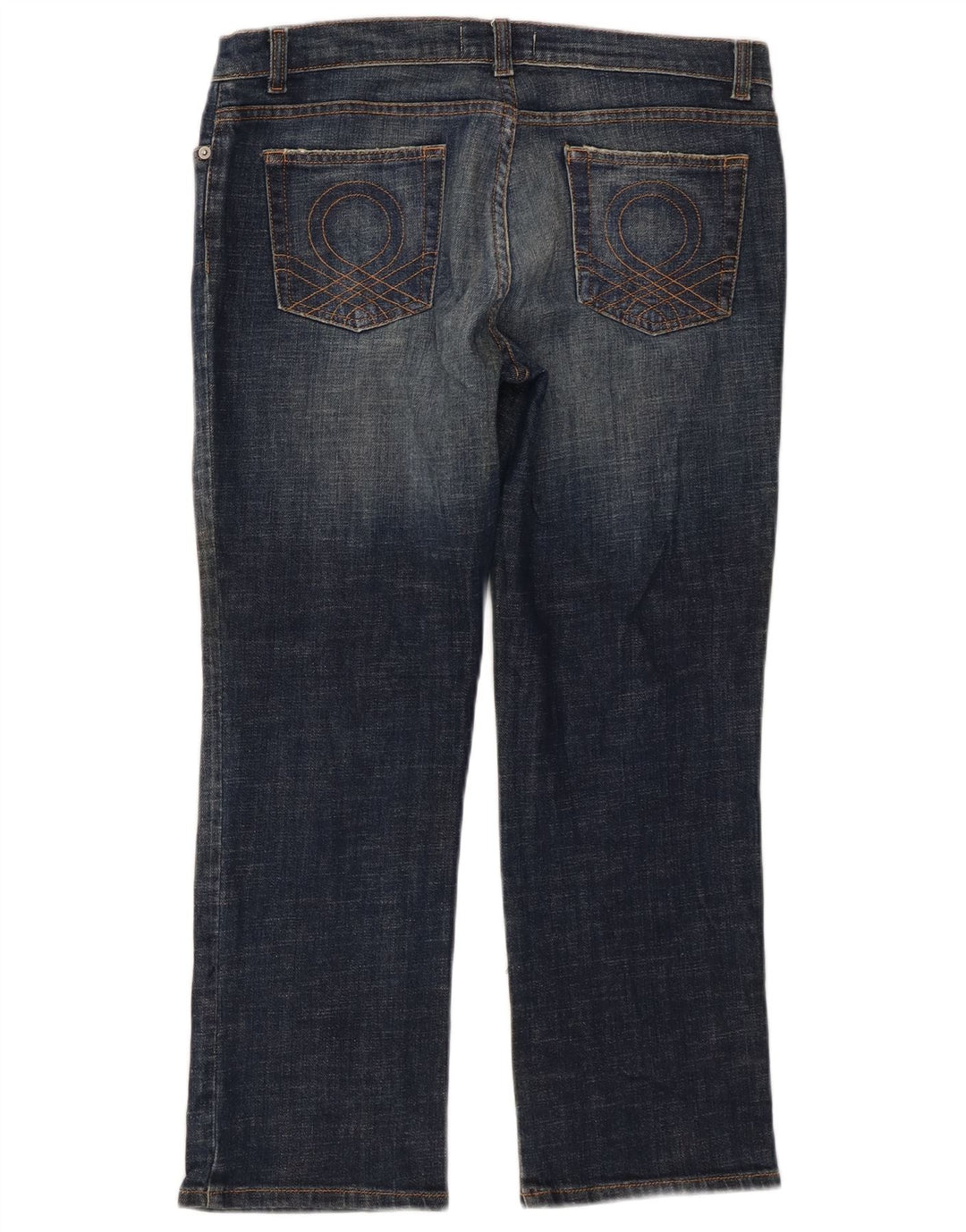 Benetton Jean Court W32 L25 Bleu Femme