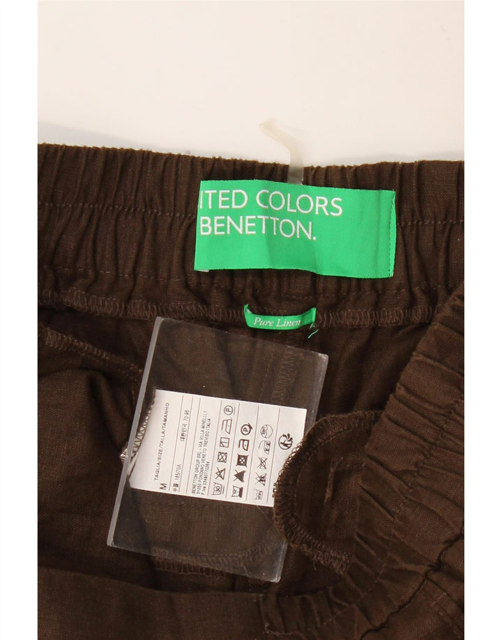 BENETTON Pantalon Chino Fuselé Femme Moyen W28 L27 Lin Marron