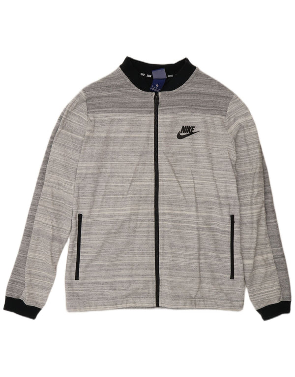 Nike Femme Coupe Régulière Survêtement Top Veste Gris Moyen Rayé Coton