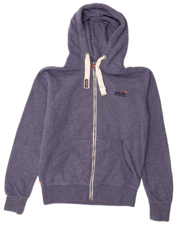 SUPERDRY Pull à Capuche Zippé Homme Bleu Moyen Coton