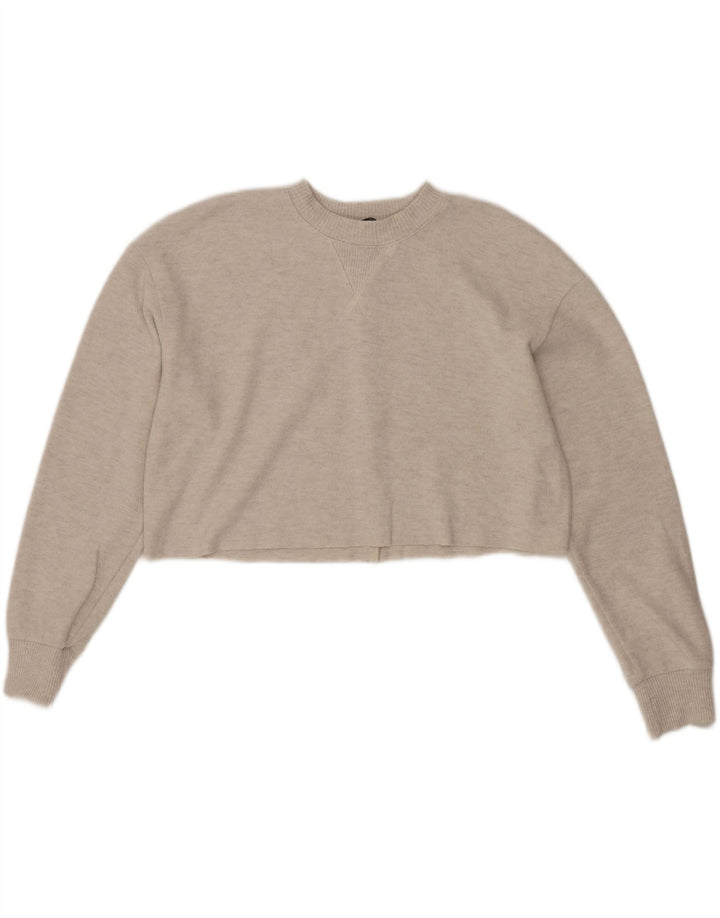 Zara Womens Crop Blouse Top UK 14 Beige Moyen