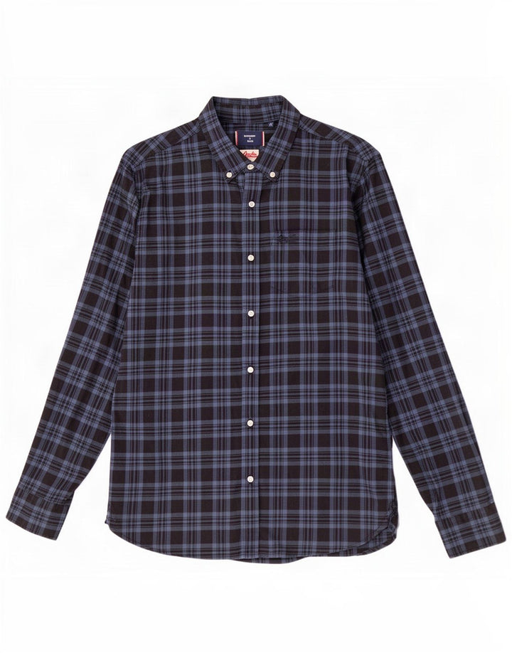 Superdry Chemise Flanelle Homme Bleu Marine Moyen Carreaux Coton