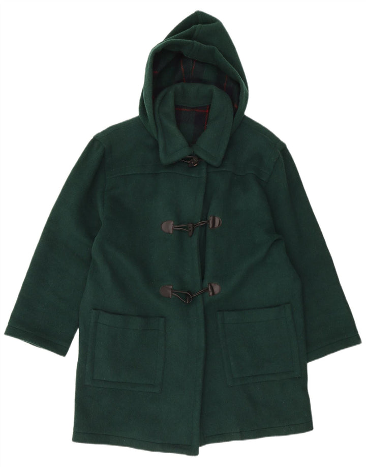 vintage Femmes À Capuchon Duffle Coat UK 16 Grand Vert