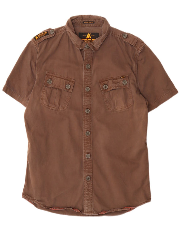 Superdry Chemise Militaire à Manches Courtes Homme Large Marron Cotton Army