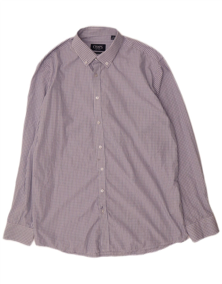 Chaps Chemise coupe régulière pour homme Taille 16 16,5 Grande Viscose Vichy Bleu