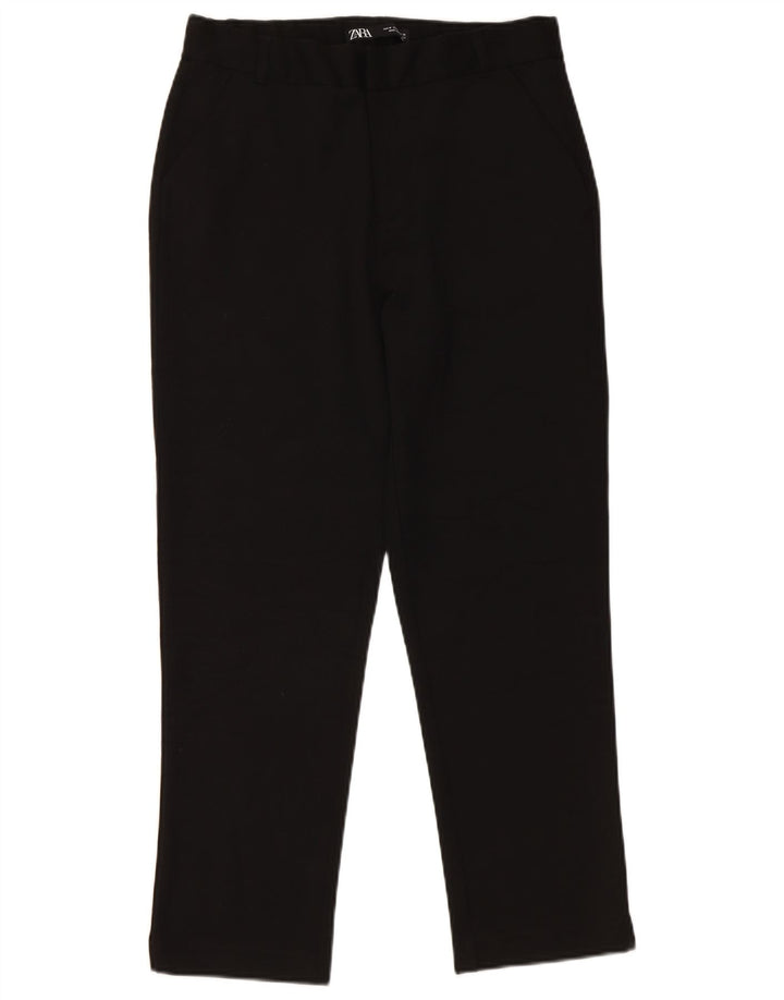 Zara Femme Pantalon Court Droit Moyen W30 L25 Noir Polyester