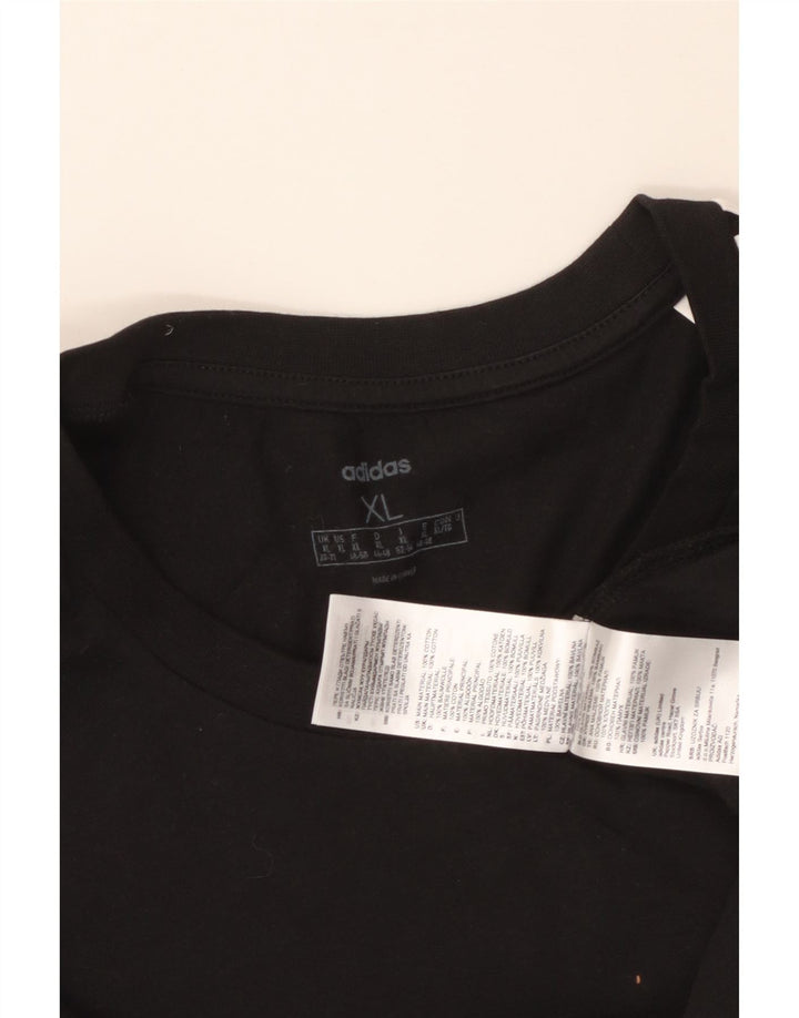 ADIDAS T-Shirt Femme Top UK 20/22 XL Noir Coton