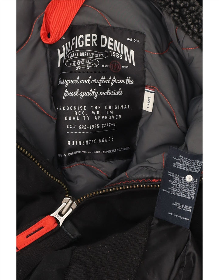 Tommy Hilfiger Veste bomber à capuche Denizen pour homme UK 42 XL Noir Polyester