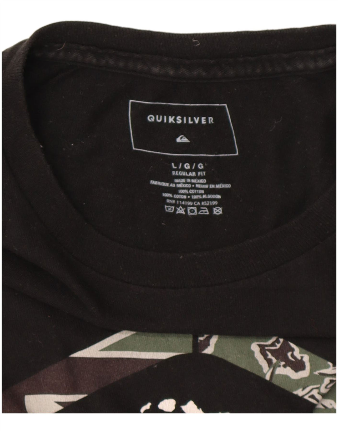 QUIKSILVER T-shirt Hawaii coupe régulière pour hommes, grand, en coton noir